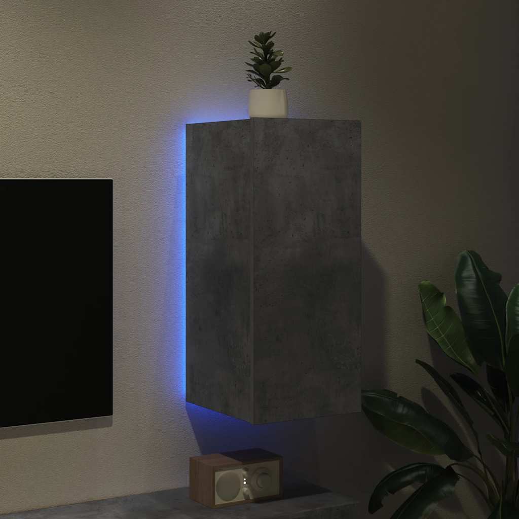 TV ormarić s LED svjetlima siva boja betona 30,5 x 35 x 70 cm