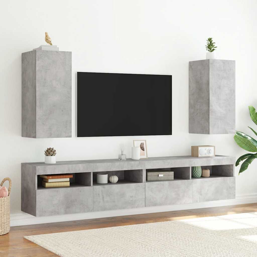TV ormarić s LED svjetlima siva boja betona 30,5 x 35 x 70 cm