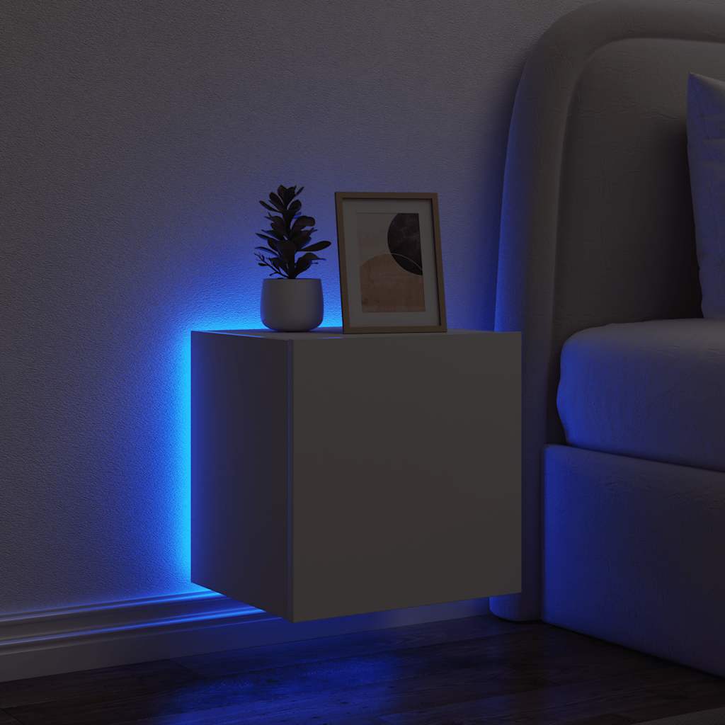 Zidni TV ormarić s LED svjetlima bijeli 40,5 x 35 x 40 cm
