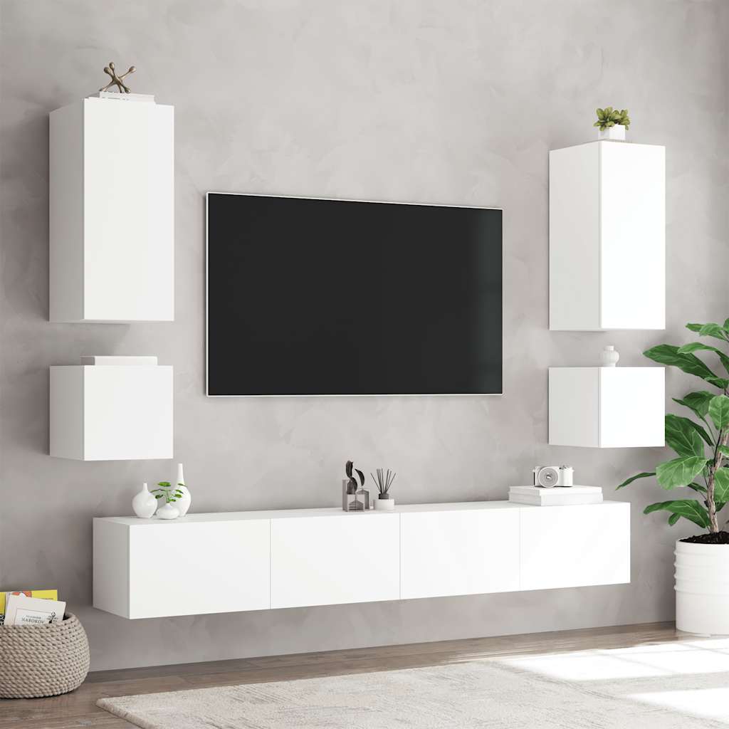 Zidni TV ormarić s LED svjetlima bijeli 40,5 x 35 x 40 cm
