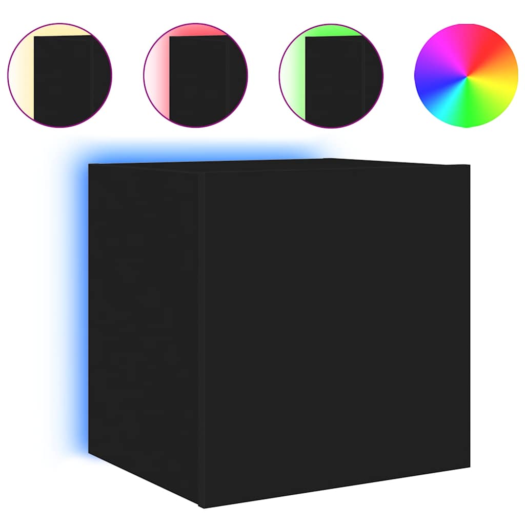Zidni TV ormarić s LED svjetlima crni 40,5 x 35 x 40 cm