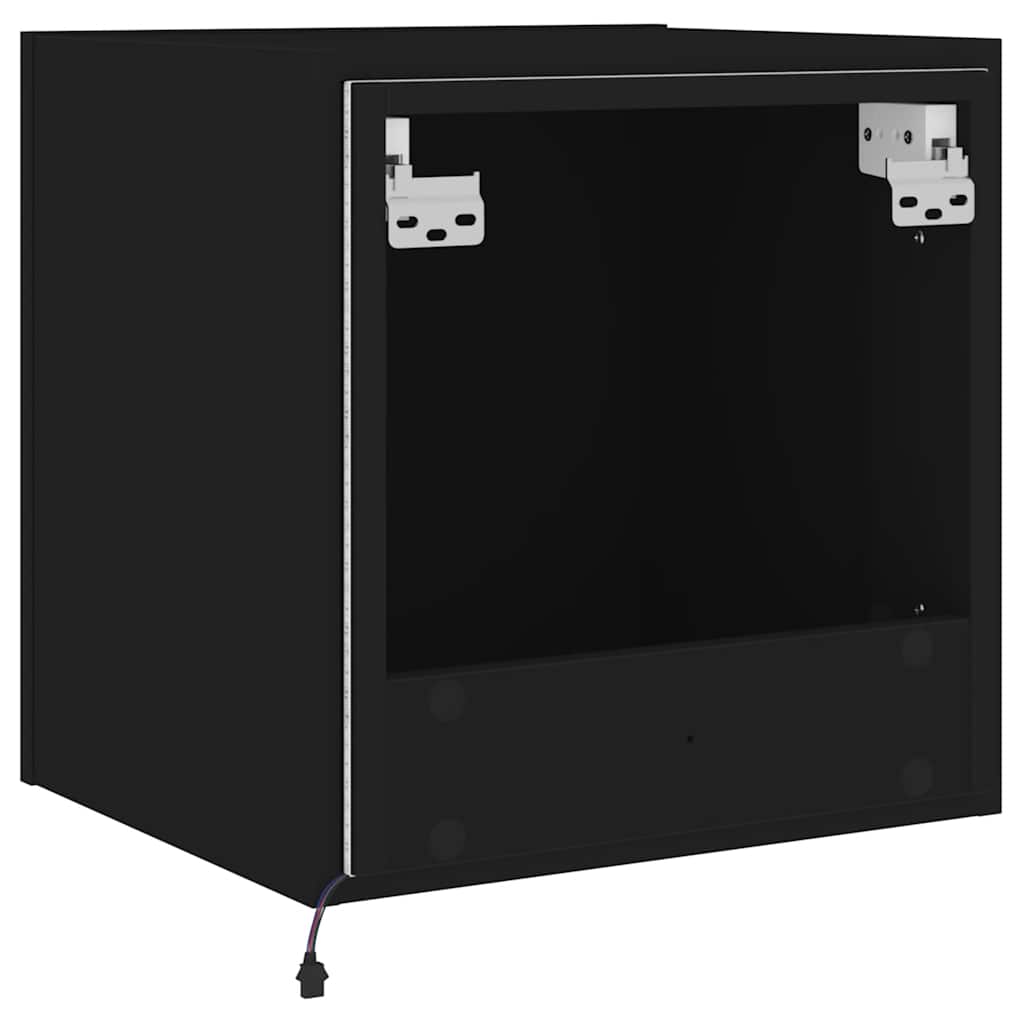 Zidni TV ormarić s LED svjetlima crni 40,5 x 35 x 40 cm