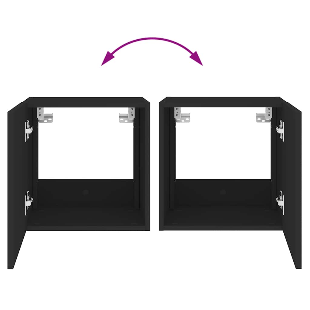 Zidni TV ormarić s LED svjetlima crni 40,5 x 35 x 40 cm