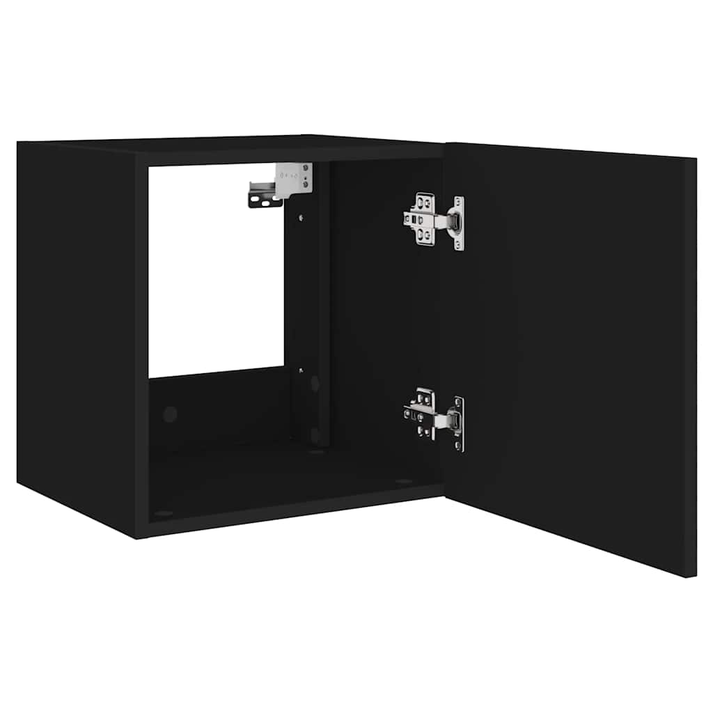 Zidni TV ormarić s LED svjetlima crni 40,5 x 35 x 40 cm