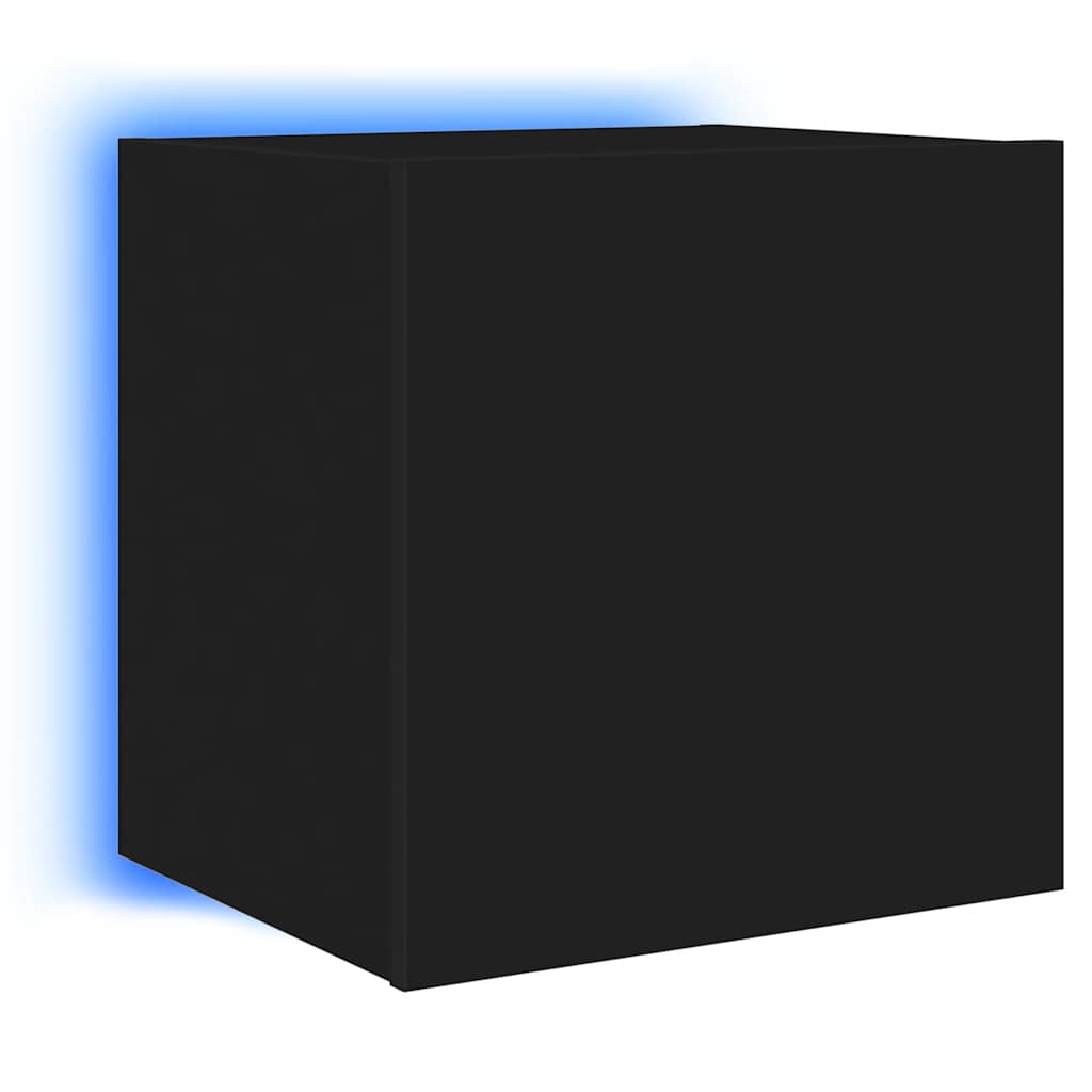 Zidni TV ormarić s LED svjetlima crni 40,5 x 35 x 40 cm