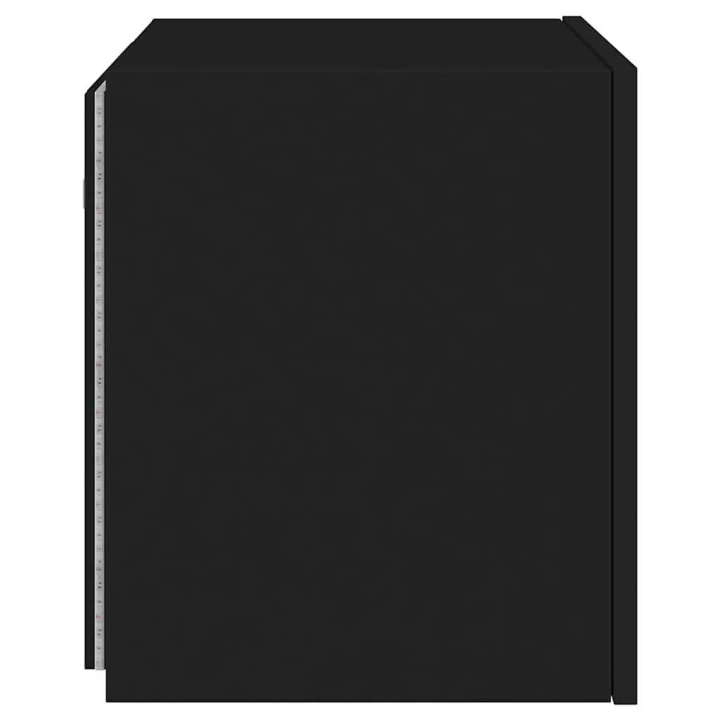 Zidni TV ormarić s LED svjetlima crni 40,5 x 35 x 40 cm