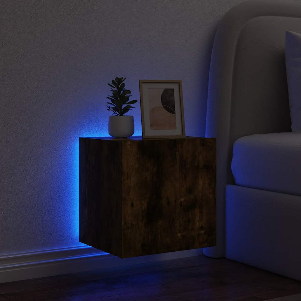 Zidni TV ormarić s LED svjetlima boja hrasta 40,5 x 35 x 40 cm