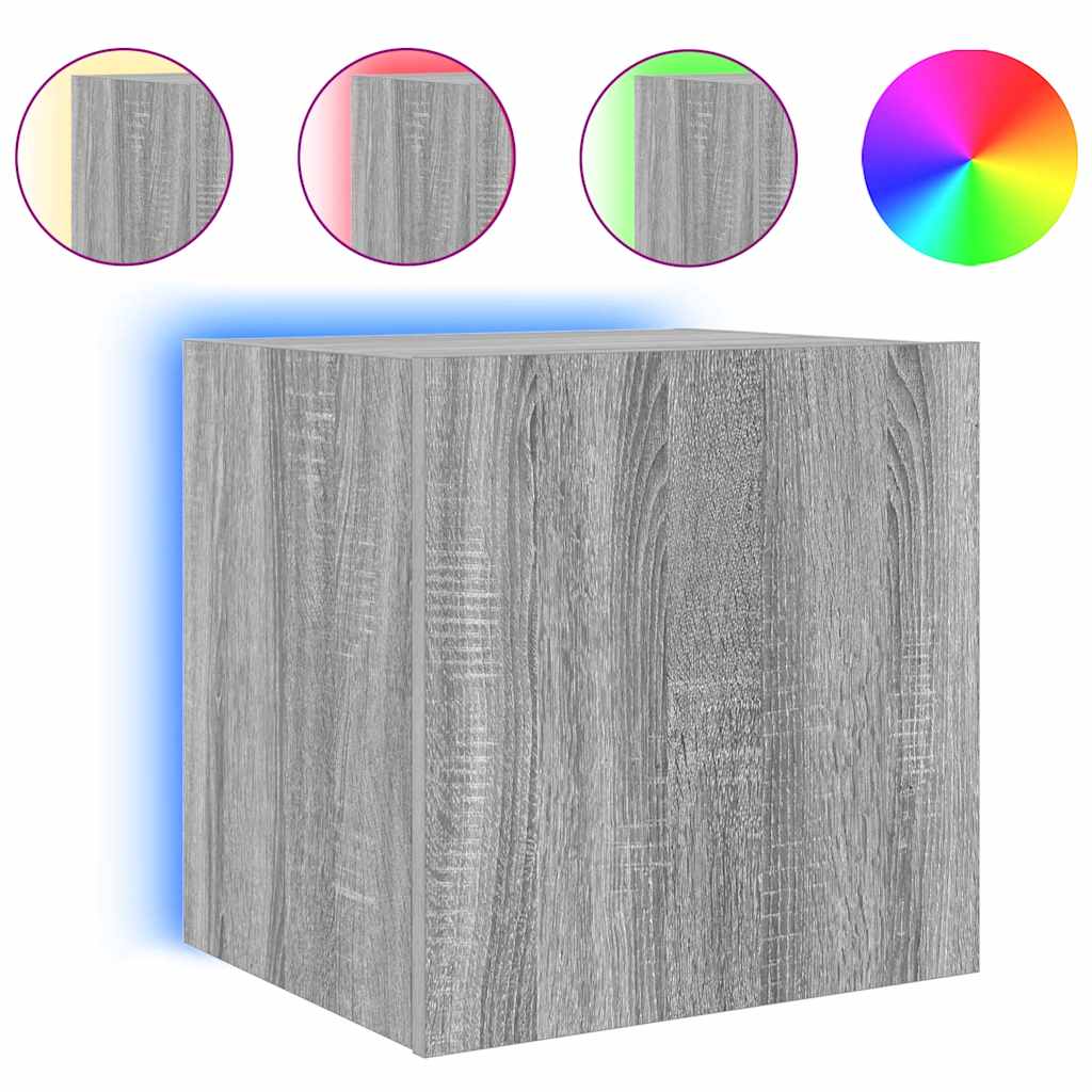 Zidni TV ormarić s LED svjetlima boja hrasta 40,5 x 35 x 40 cm