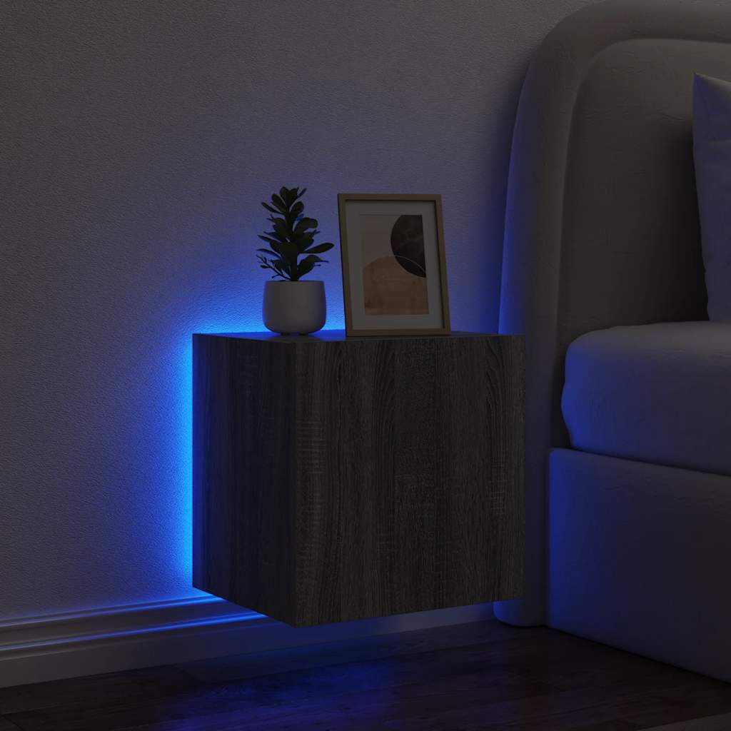 Zidni TV ormarić s LED svjetlima boja hrasta 40,5 x 35 x 40 cm