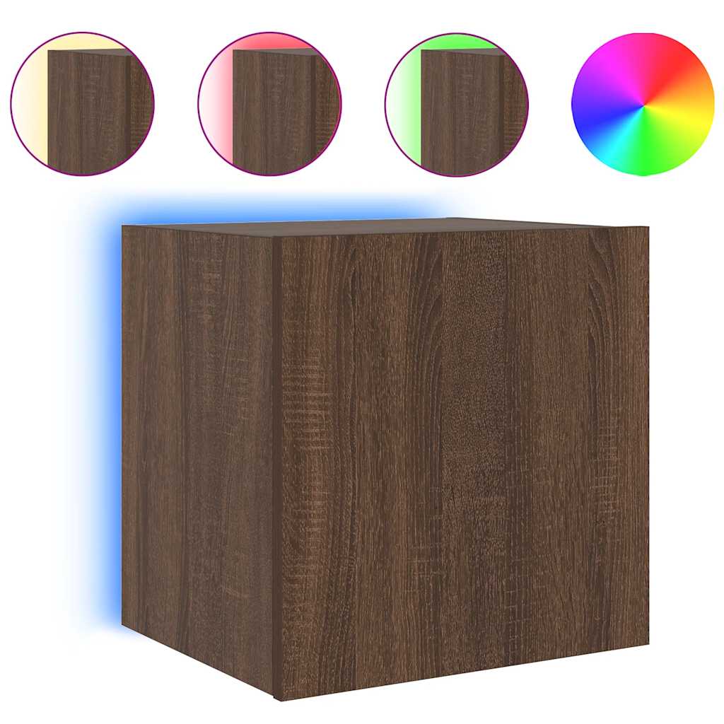 Zidni TV ormarić s LED svjetlima boja hrasta 40,5 x 35 x 40 cm