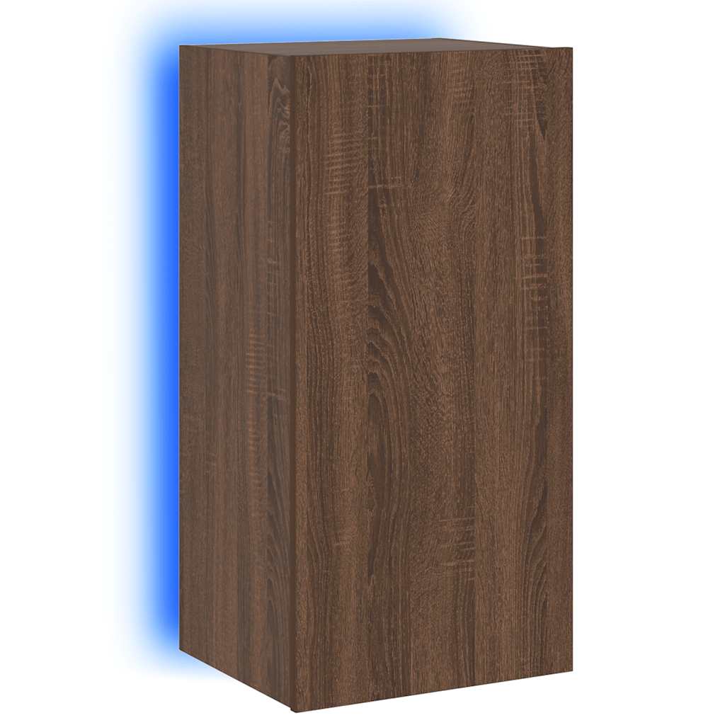 Zidni TV ormarić s LED svjetlima boja hrasta 40,5x35x80 cm