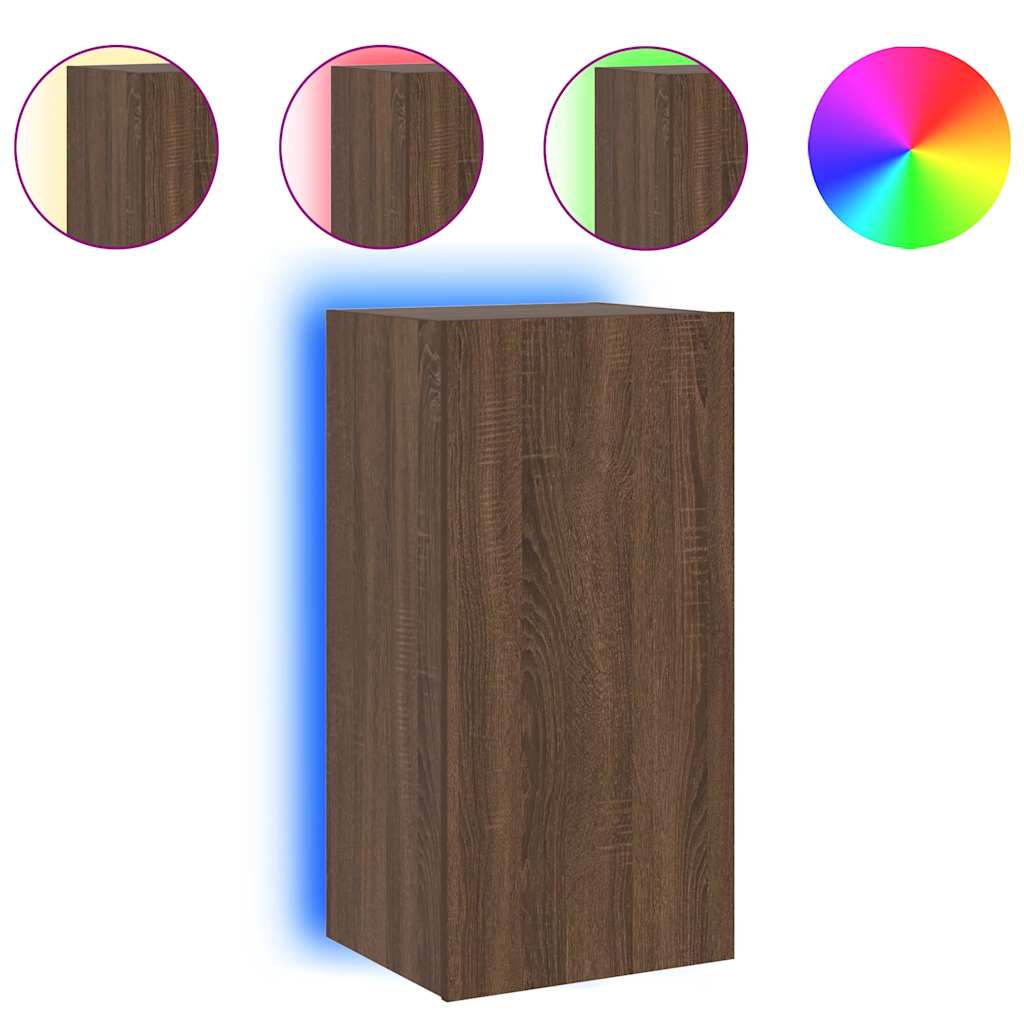 Zidni TV ormarić s LED svjetlima boja hrasta 40,5x35x80 cm