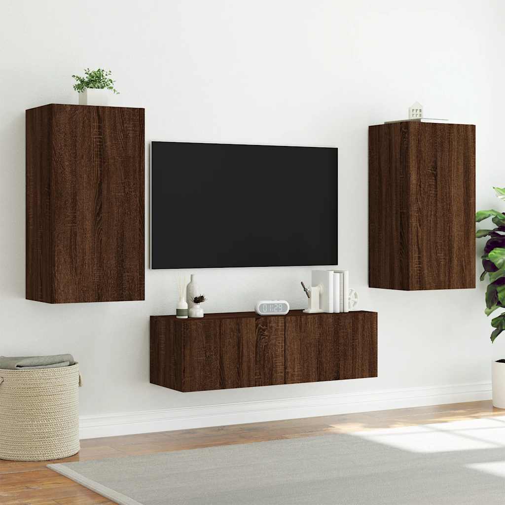 Zidni TV ormarić s LED svjetlima boja hrasta 40,5x35x80 cm