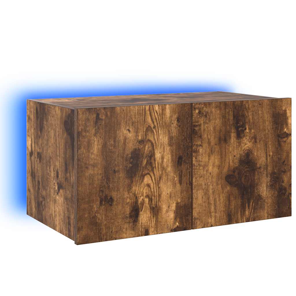 Zidni TV ormarić s LED svjetlima boja hrasta 60x35x31 cm