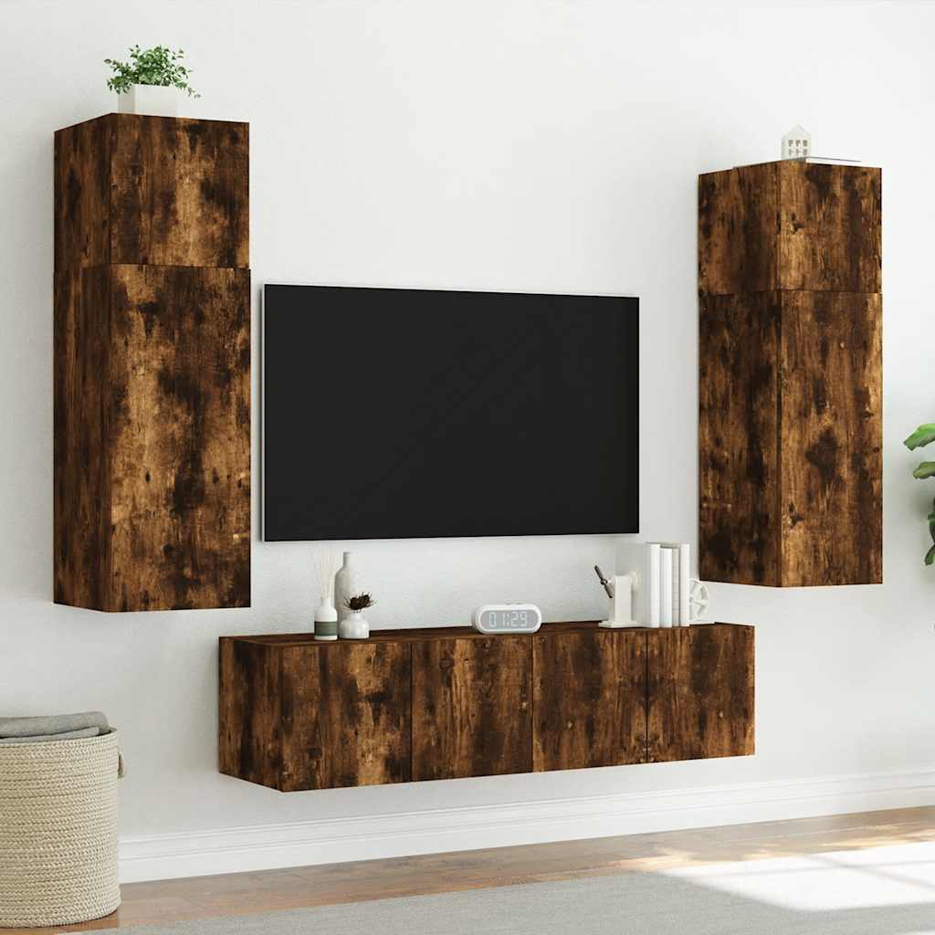 Zidni TV ormarić s LED svjetlima boja hrasta 60x35x31 cm
