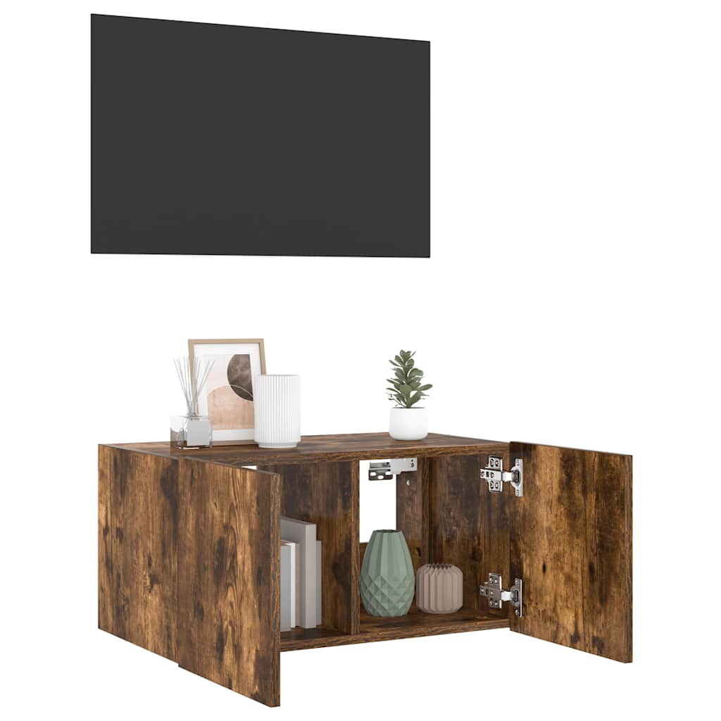 Zidni TV ormarić s LED svjetlima boja hrasta 60x35x31 cm