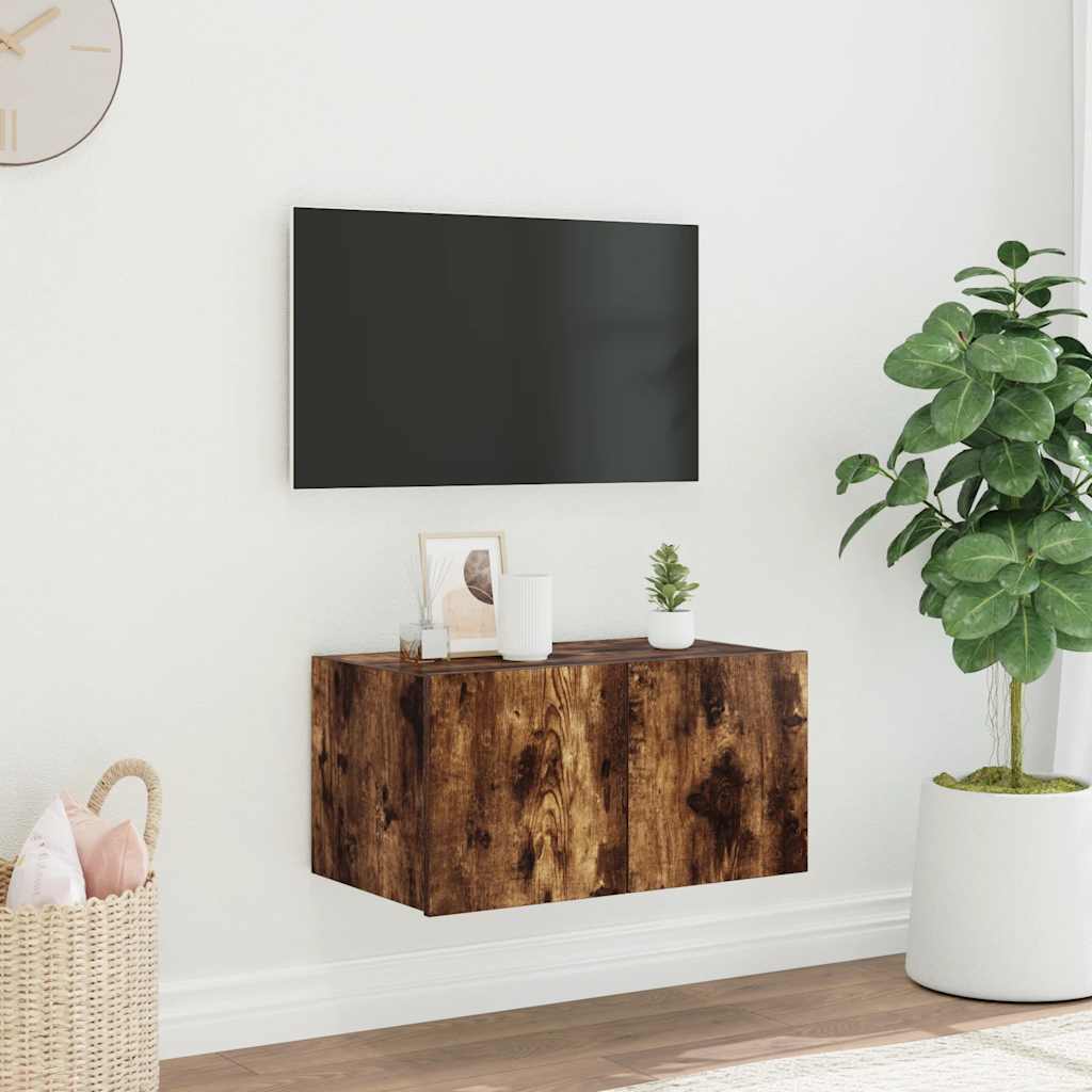 Zidni TV ormarić s LED svjetlima boja hrasta 60x35x31 cm