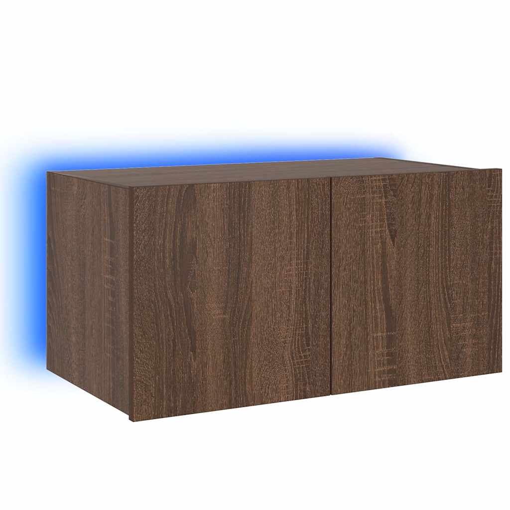Zidni TV ormarić s LED svjetlima boja hrasta 60x35x31 cm