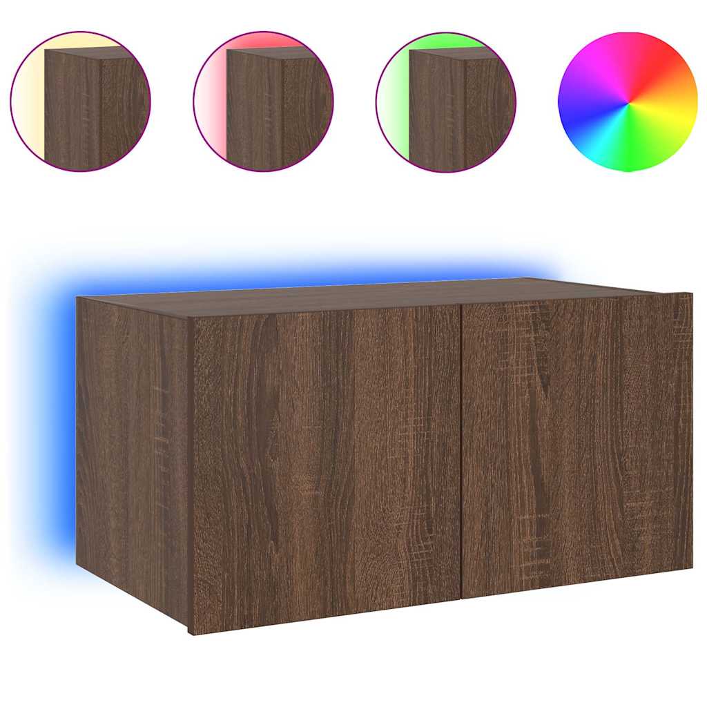 Zidni TV ormarić s LED svjetlima boja hrasta 60x35x31 cm