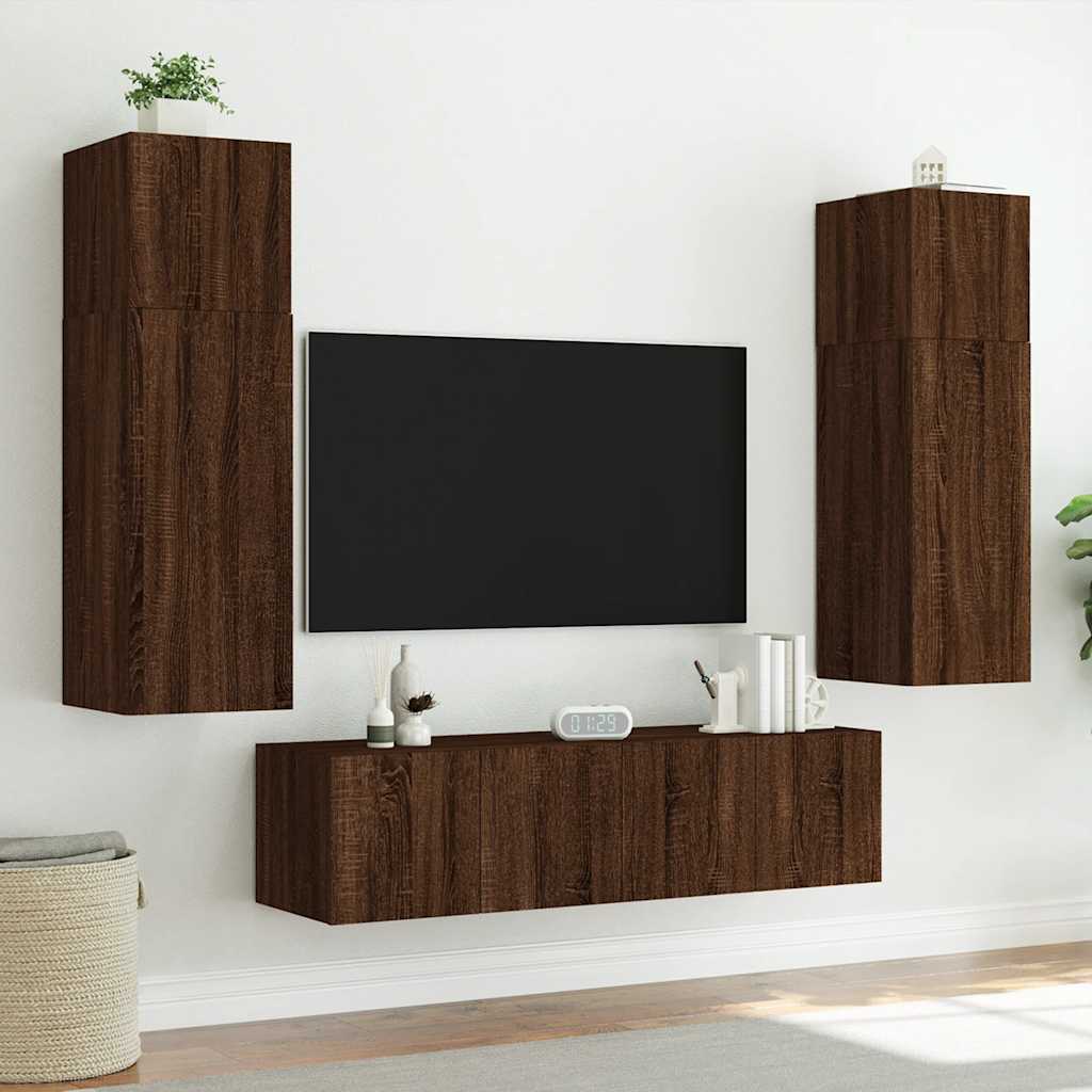 Zidni TV ormarić s LED svjetlima boja hrasta 60x35x31 cm