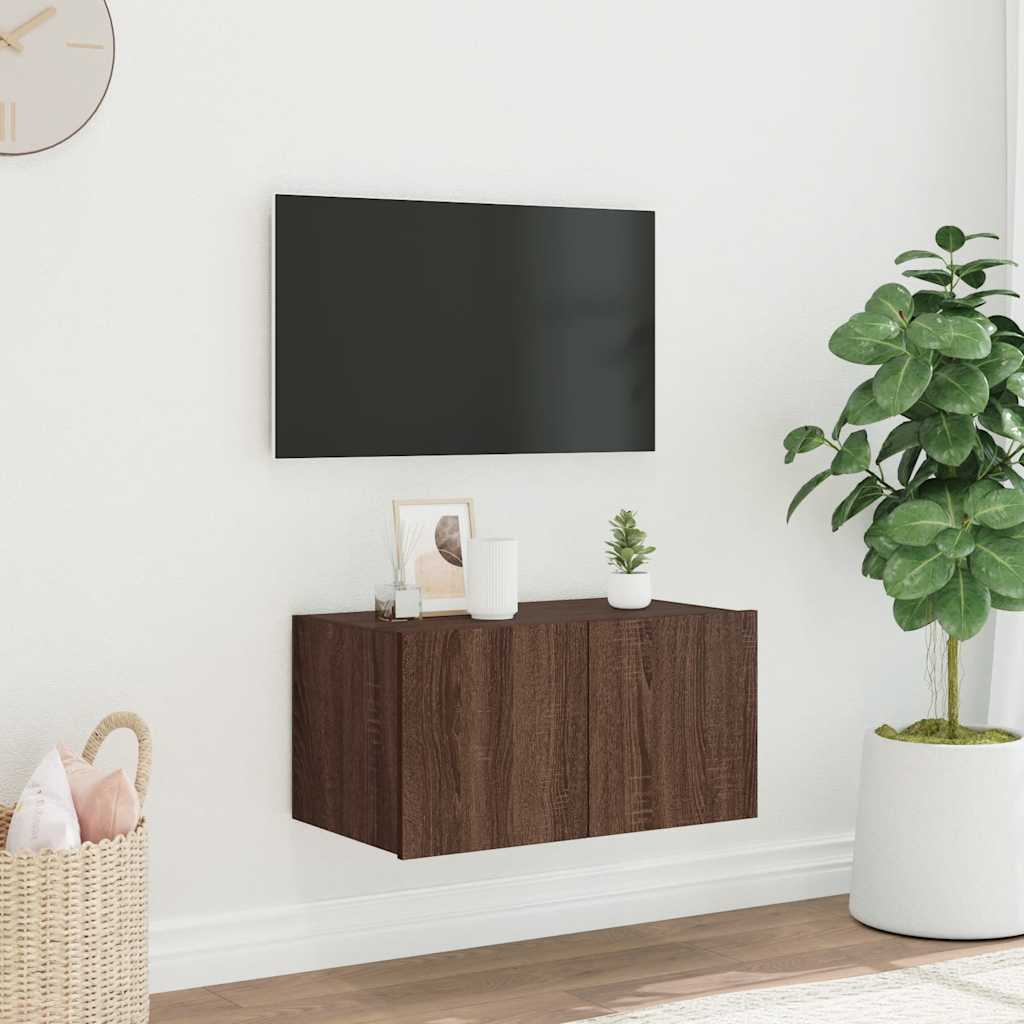 Zidni TV ormarić s LED svjetlima boja hrasta 60x35x31 cm