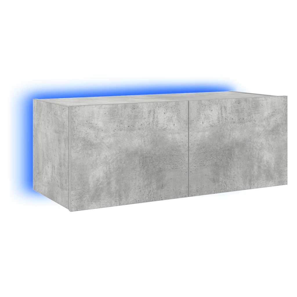 TV ormarić s LED svjetlima siva boja betona 80x35x31 cm