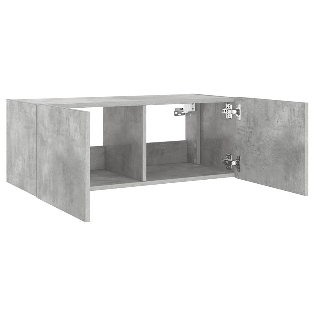 TV ormarić s LED svjetlima siva boja betona 80x35x31 cm