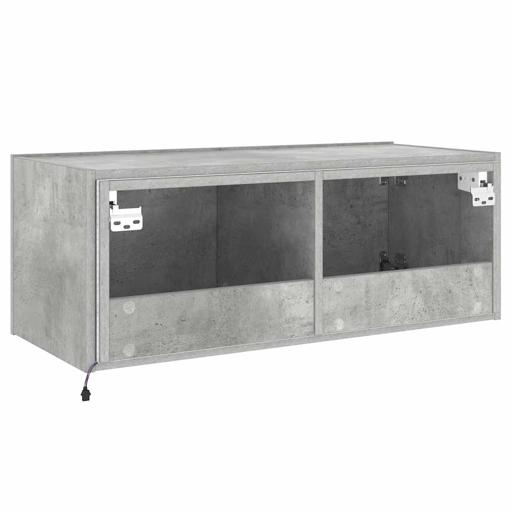 TV ormarić s LED svjetlima siva boja betona 80x35x31 cm