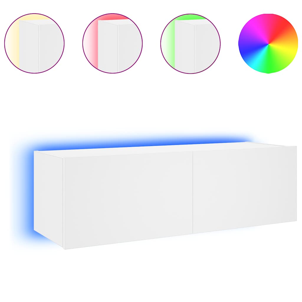 Zidni TV ormarić s LED svjetlima bijeli 100 x 35 x 31 cm
