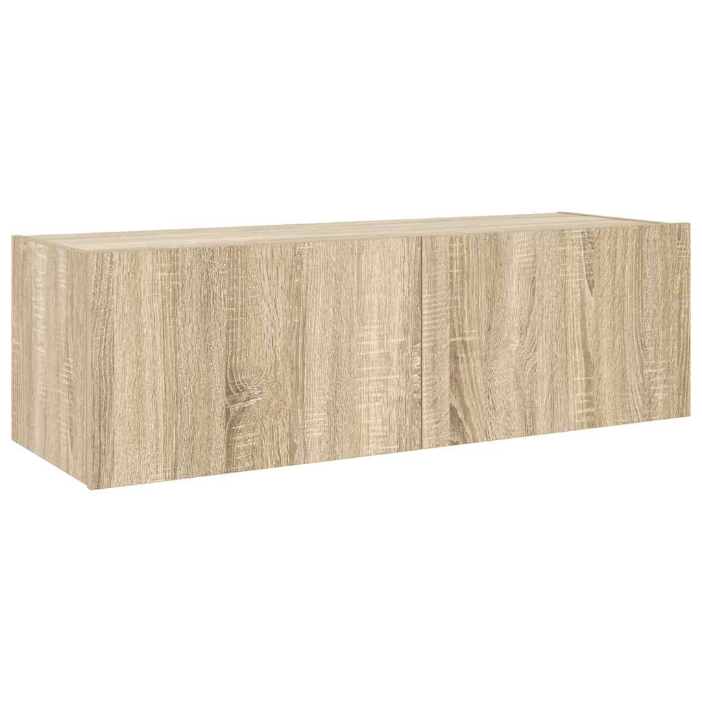 Zidni TV ormarić s LED svjetlima boja hrasta 100 x 35 x 31 cm