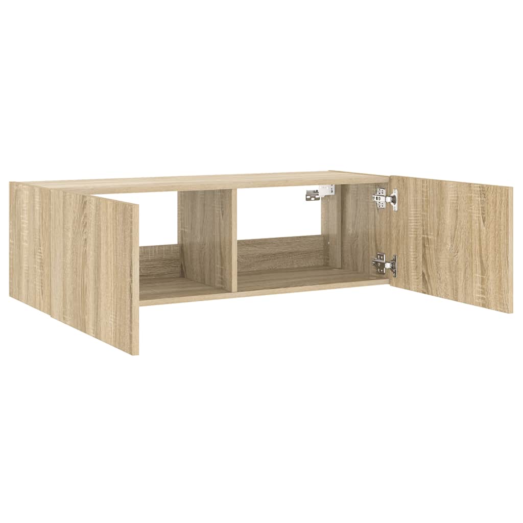 Zidni TV ormarić s LED svjetlima boja hrasta 100 x 35 x 31 cm