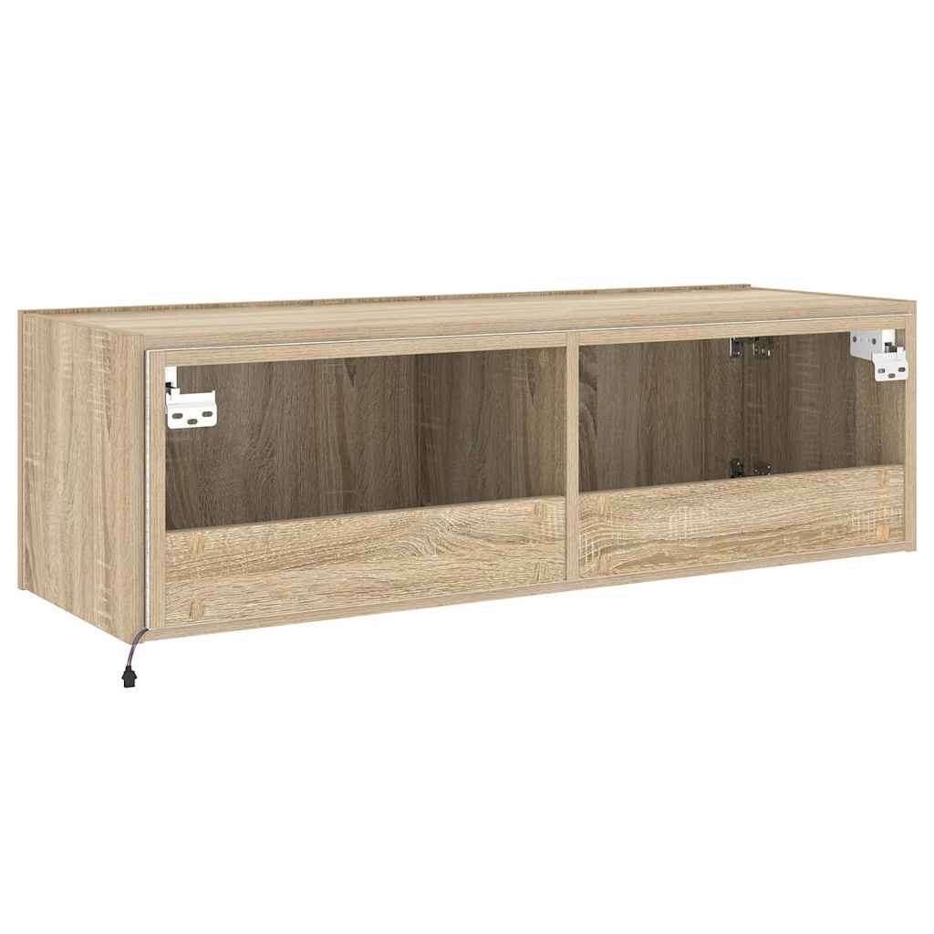 Zidni TV ormarić s LED svjetlima boja hrasta 100 x 35 x 31 cm