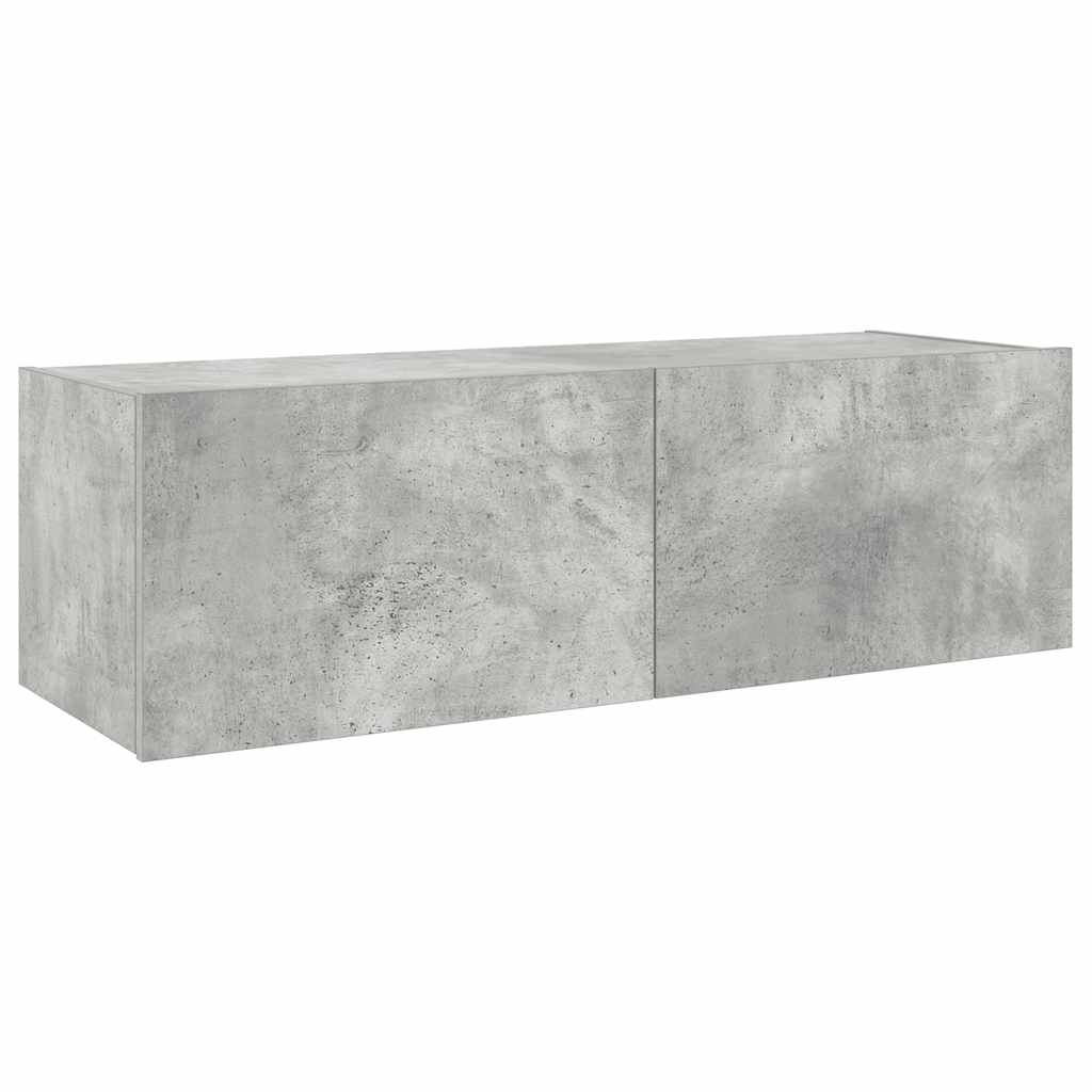 Zidni TV ormarić s LED svjetlima siva boja betona 100x35x31 cm