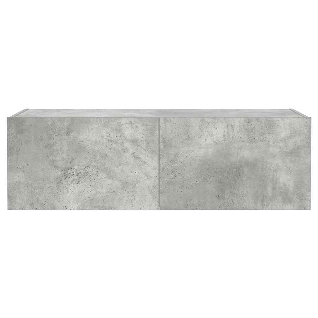 Zidni TV ormarić s LED svjetlima siva boja betona 100x35x31 cm