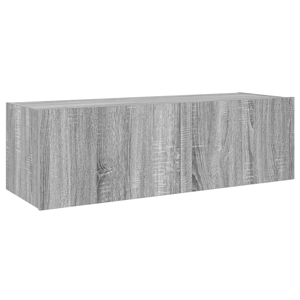 Zidni TV ormarić s LED svjetlima siva boja hrasta 100x35x31 cm