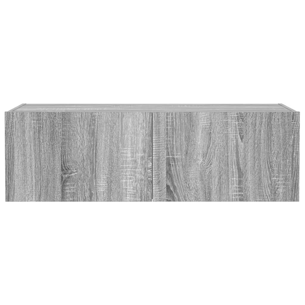 Zidni TV ormarić s LED svjetlima siva boja hrasta 100x35x31 cm