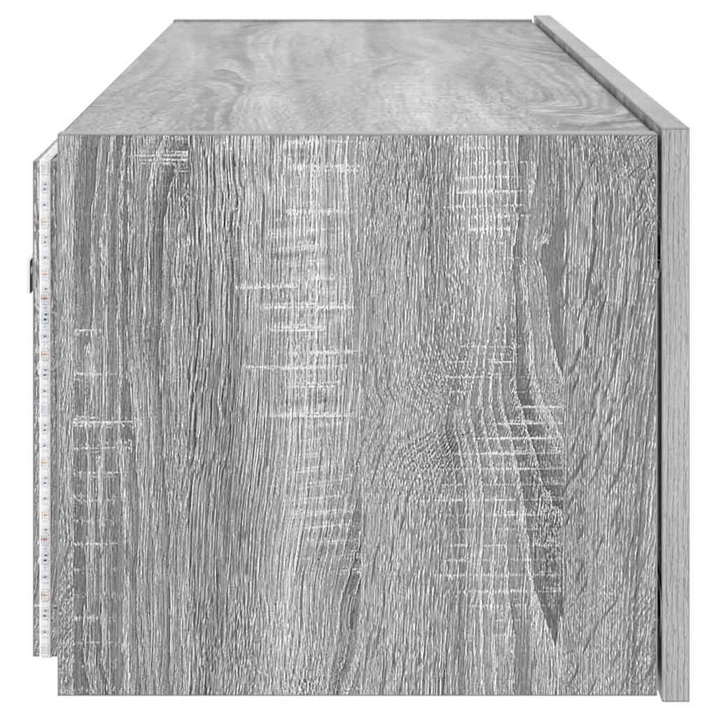 Zidni TV ormarić s LED svjetlima siva boja hrasta 100x35x31 cm