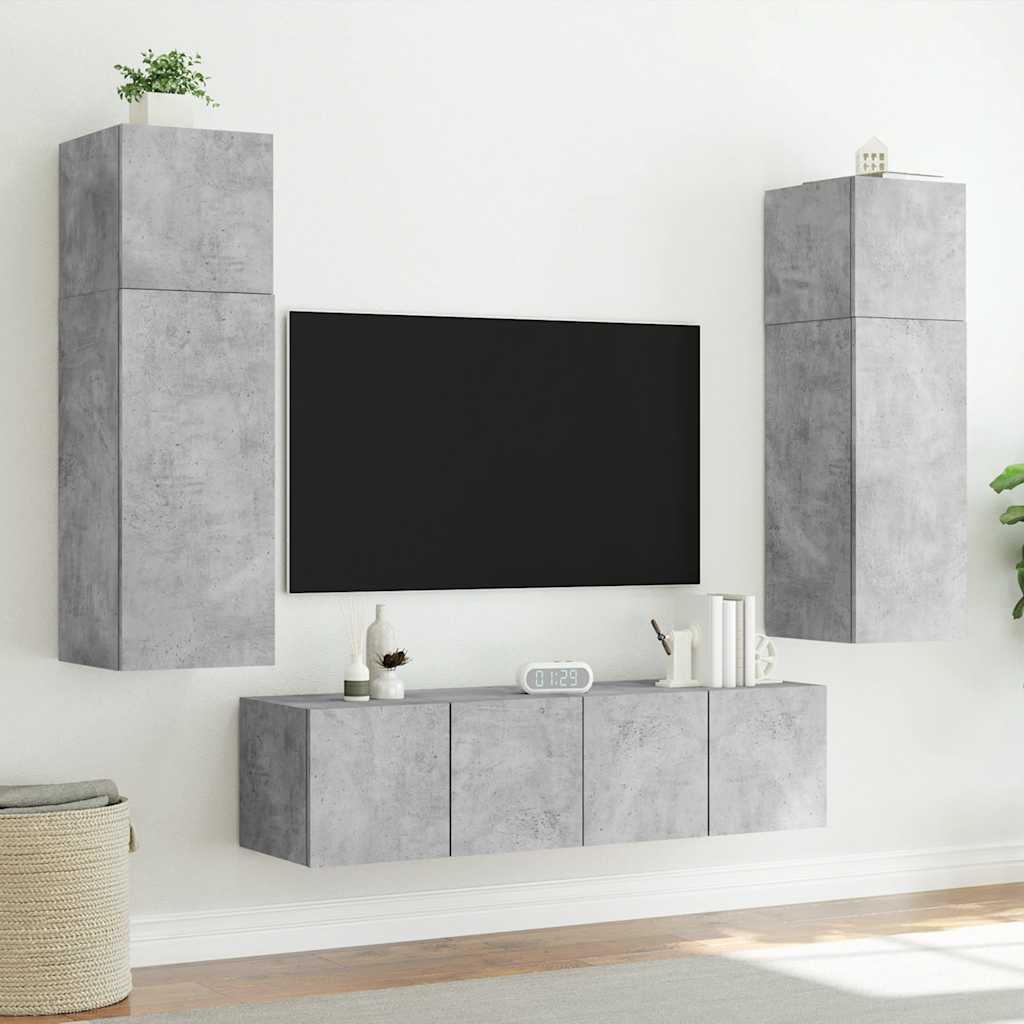 Zidni TV ormarić s LED svjetlima siva boja betona 60x35x41 cm