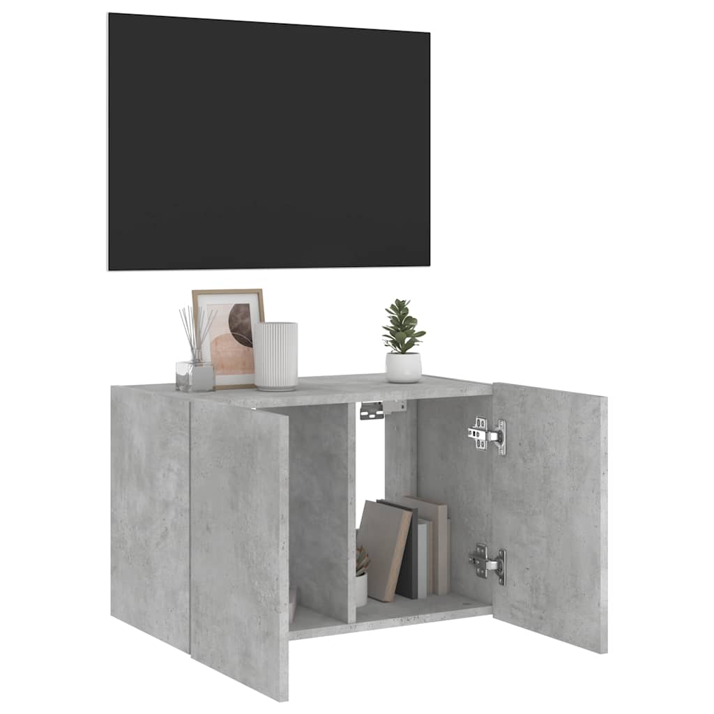 Zidni TV ormarić s LED svjetlima siva boja betona 60x35x41 cm