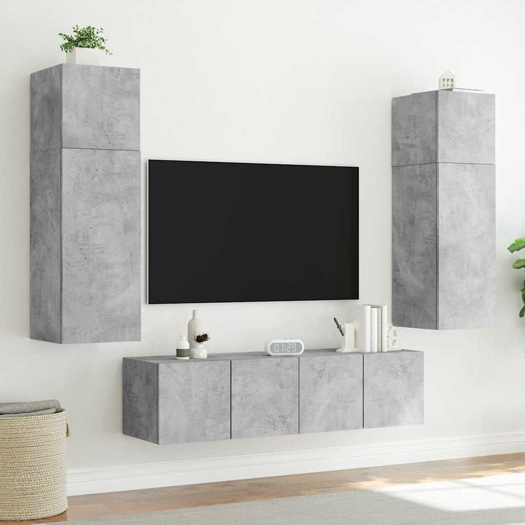 Zidni TV ormarići s LED svjetlima 2 kom boja betona 60x35x41 cm