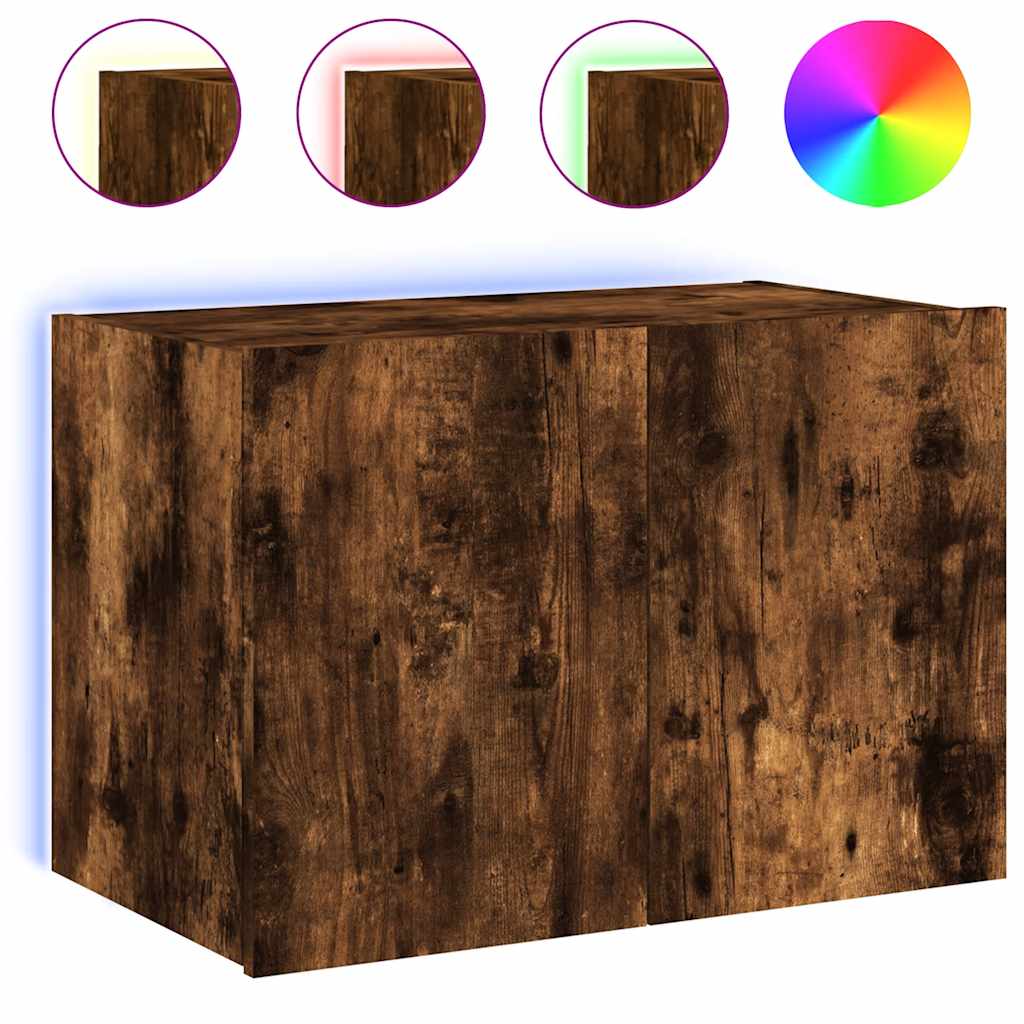 Zidni TV ormarić s LED svjetlima boja hrasta 60x35x41 cm