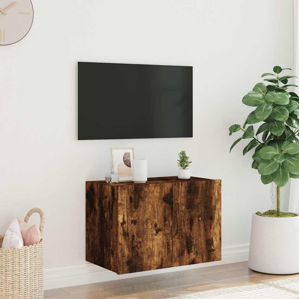 Zidni TV ormarić s LED svjetlima boja hrasta 60x35x41 cm