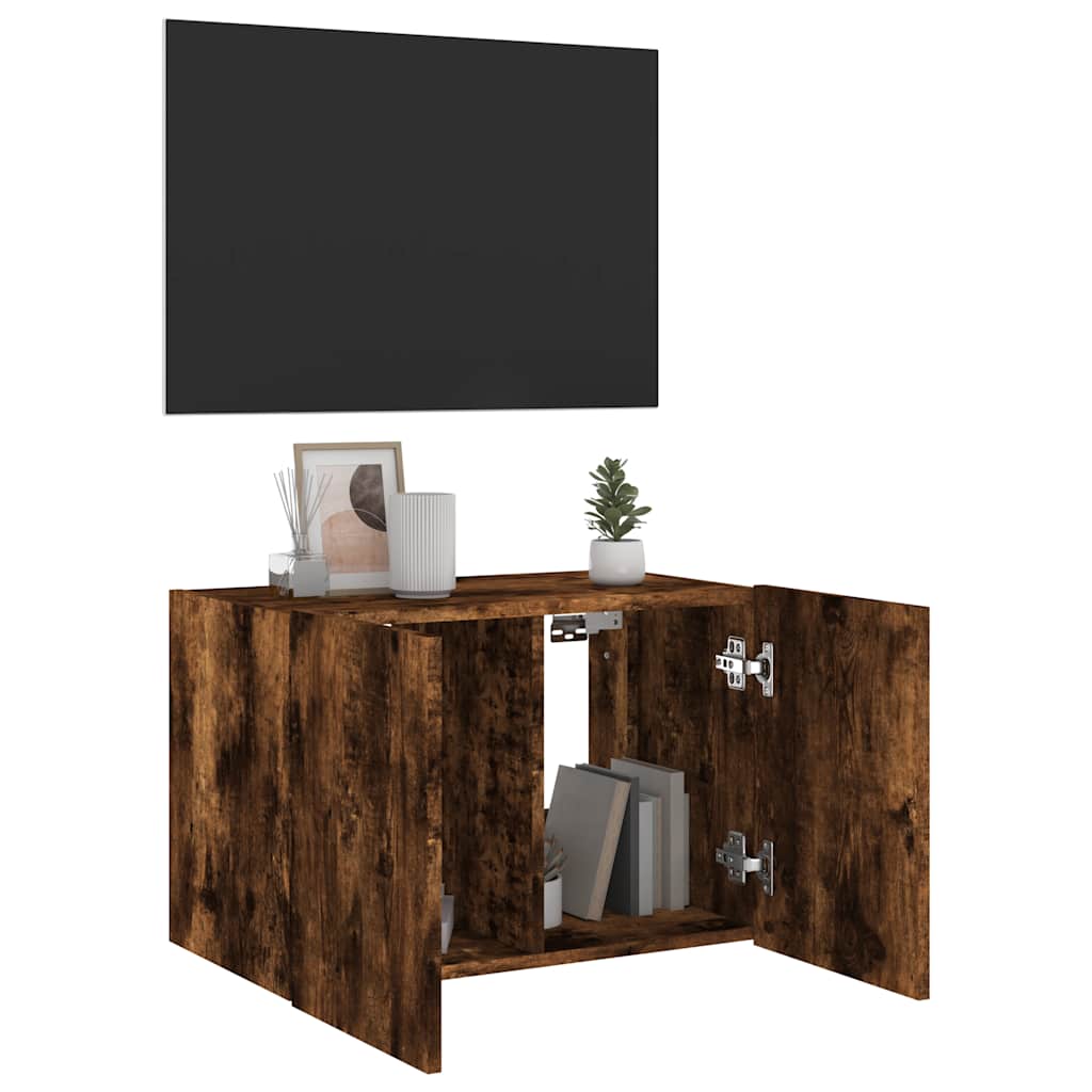 Zidni TV ormarić s LED svjetlima boja hrasta 60x35x41 cm