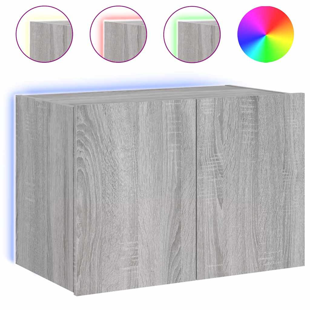 Zidni TV ormarić s LED svjetlima boja hrasta 60x35x41 cm