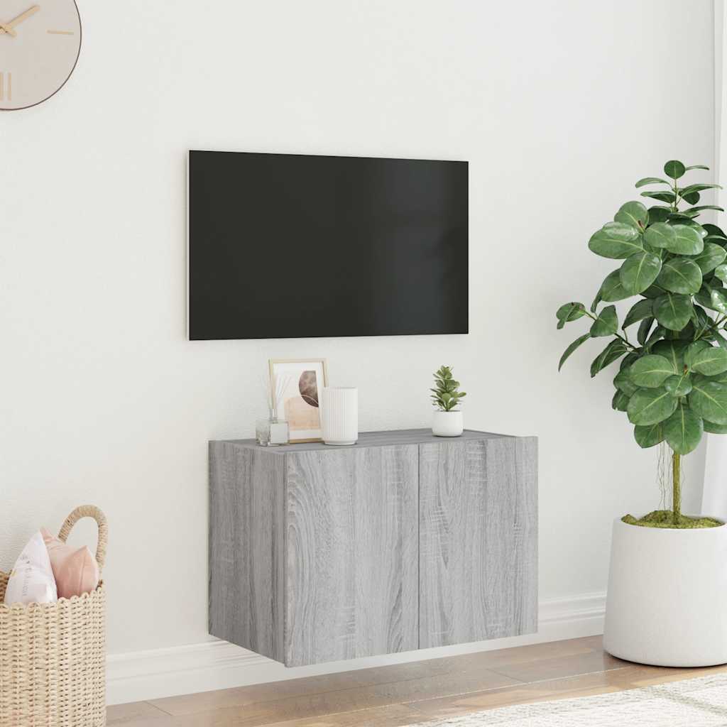 Zidni TV ormarić s LED svjetlima boja hrasta 60x35x41 cm
