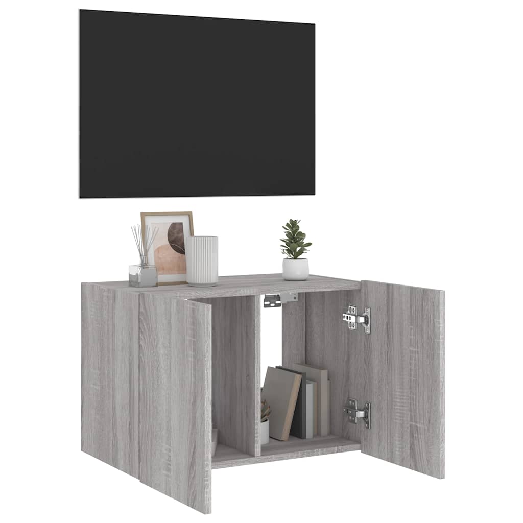 Zidni TV ormarić s LED svjetlima boja hrasta 60x35x41 cm