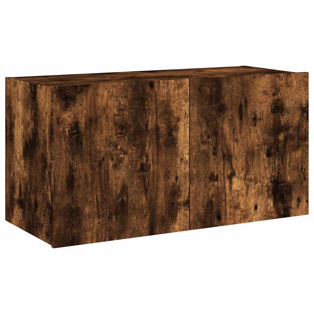 Zidni TV ormarić s LED svjetlima boja hrasta 80x35x41 cm