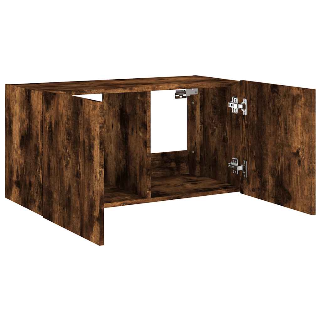 Zidni TV ormarić s LED svjetlima boja hrasta 80x35x41 cm