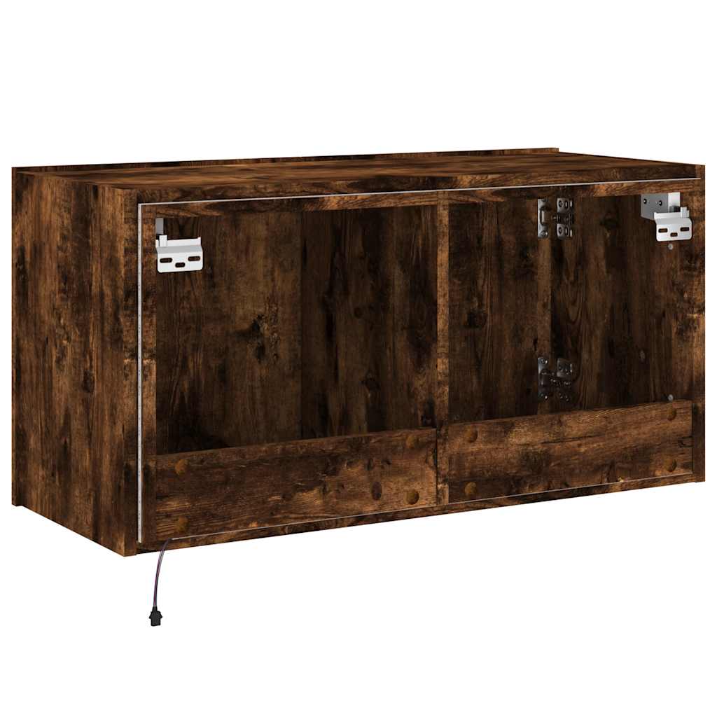 Zidni TV ormarić s LED svjetlima boja hrasta 80x35x41 cm