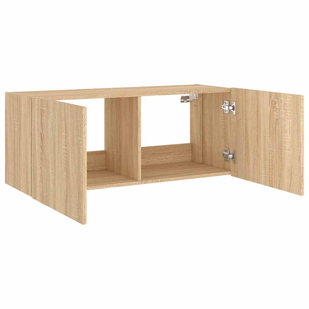 Zidni TV ormarić s LED svjetlima boja hrasta 100 x 35 x 41 cm